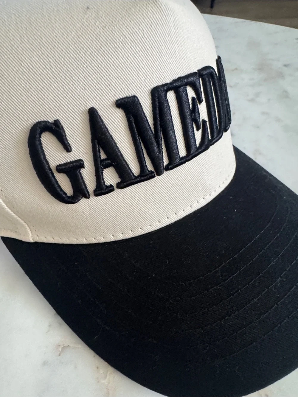 GAMEDAY Two-Tone Cream and Black Baseball Cap